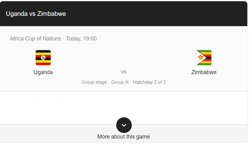 Afcon 2019 Zimbabwe warriors versus Uganda