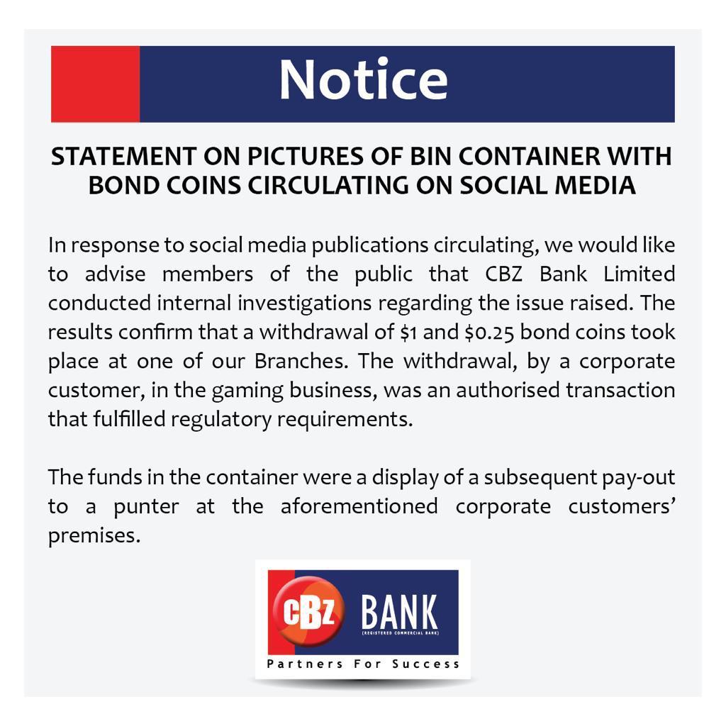 CBZ Statement on bank withdrawal