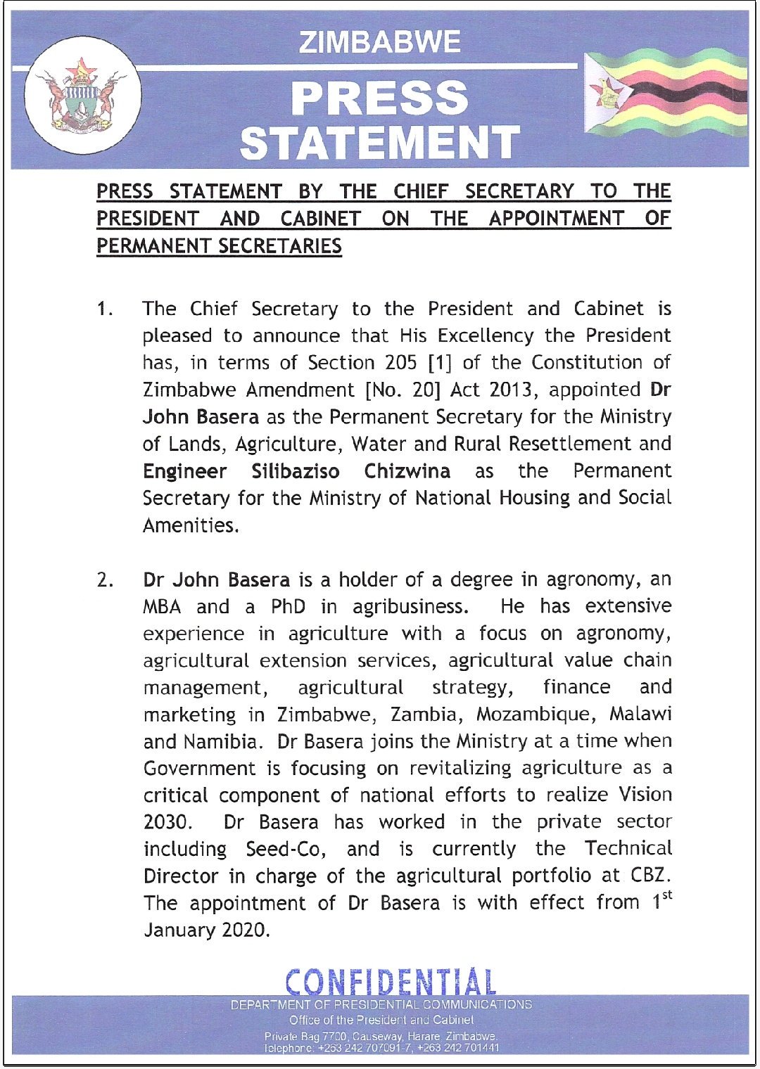 Mnangagwa Appoints New Permanent Secretaries