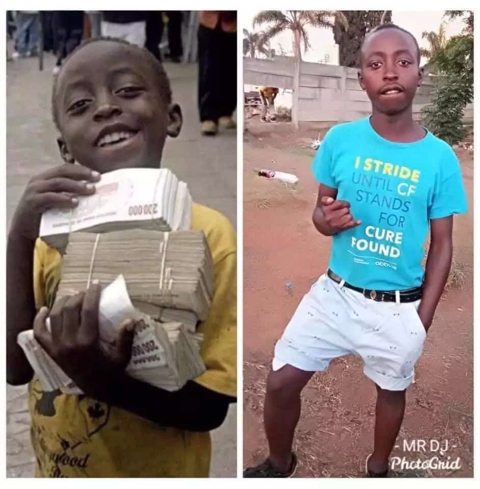 A Zimbabwean boy carrying huge amounts of cash eleven years later.