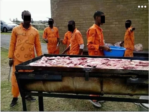South African convicts having a Braai Fest in prison 