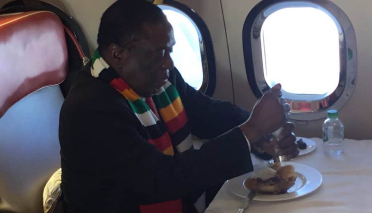 Mnangagwa Enjoying Mazondo In Plane