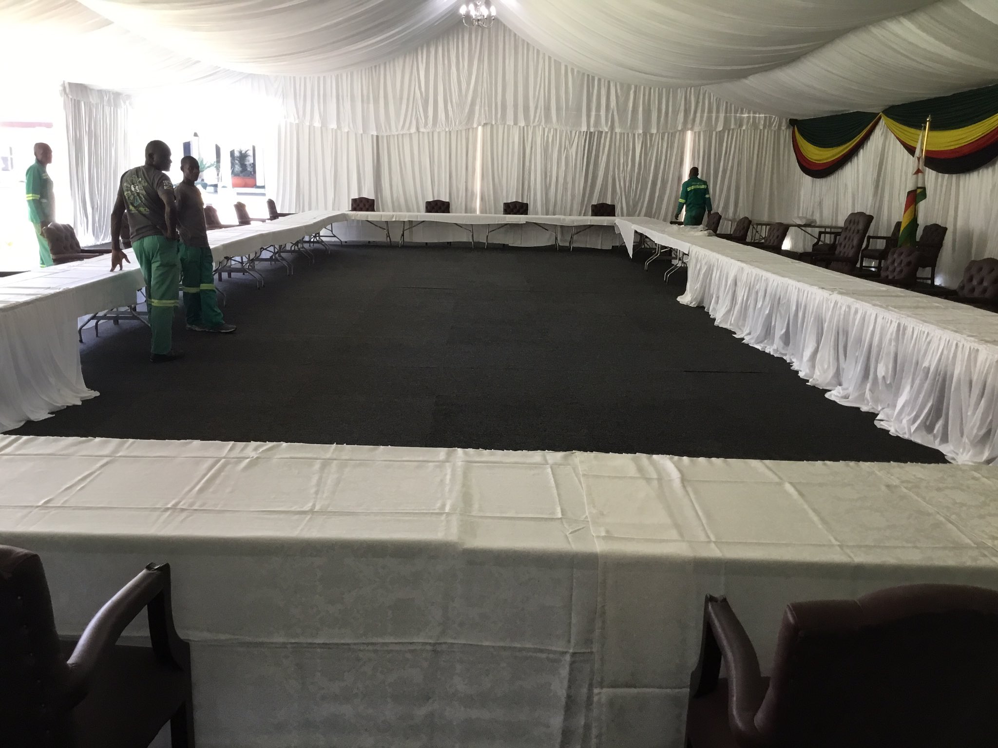 ED Holds Cabinet Meeting Under Tent