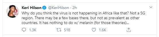 Keri Hilson Claims Coronavirus Caused By 5G Networks