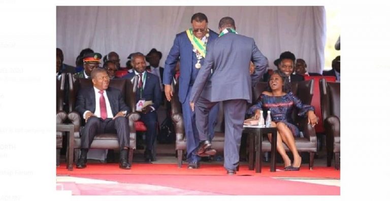 ED Greets Namibian President Using Leg