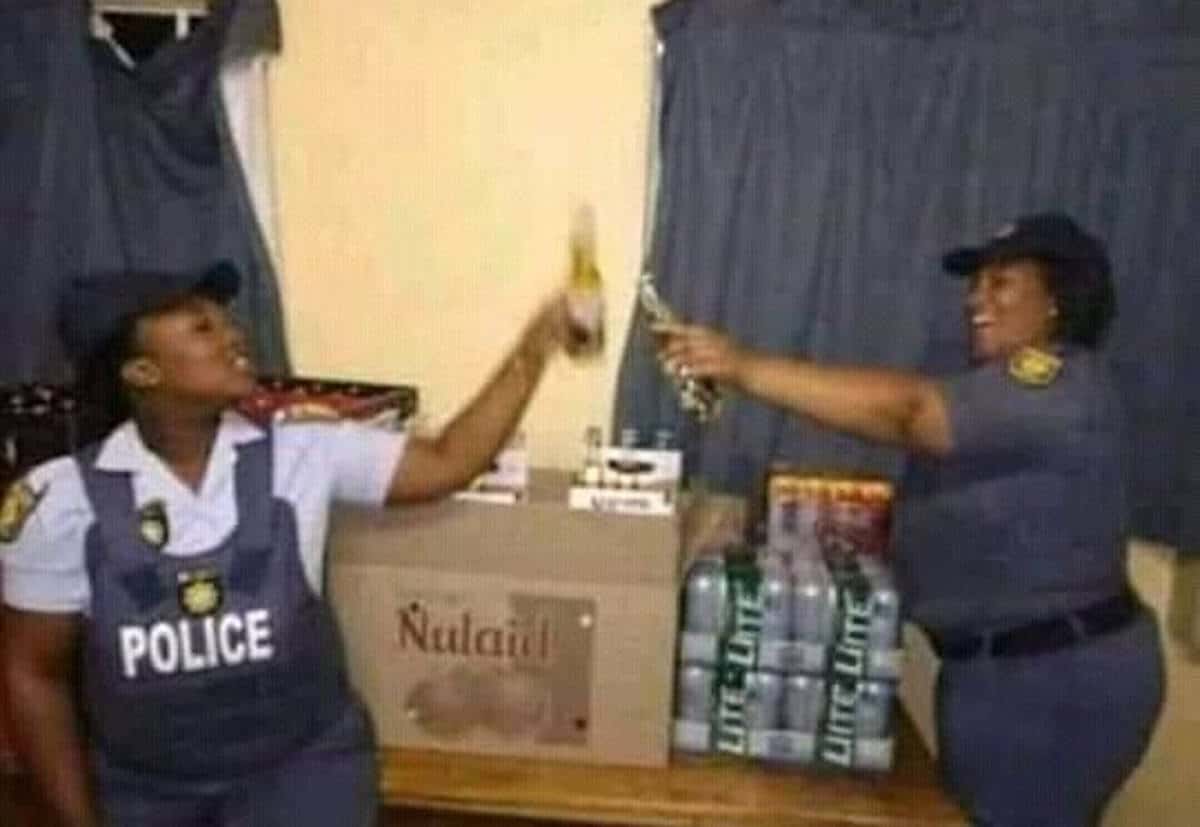 South African Police Caught Drinking
