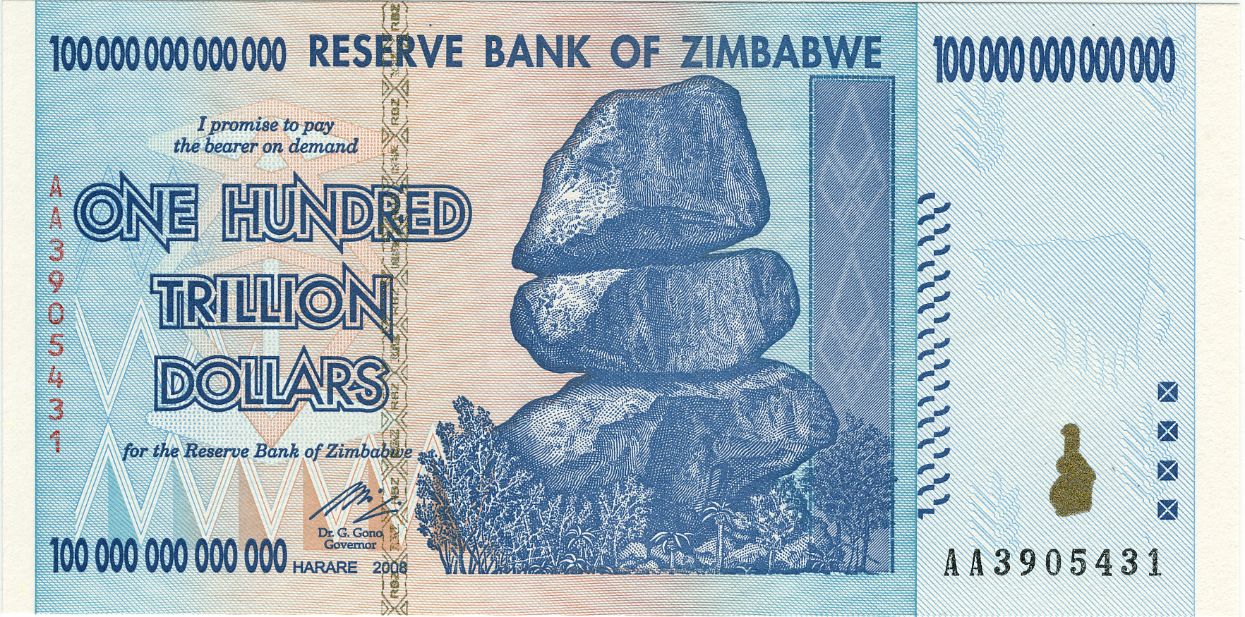 Zimbabwe $100 trillion 2009