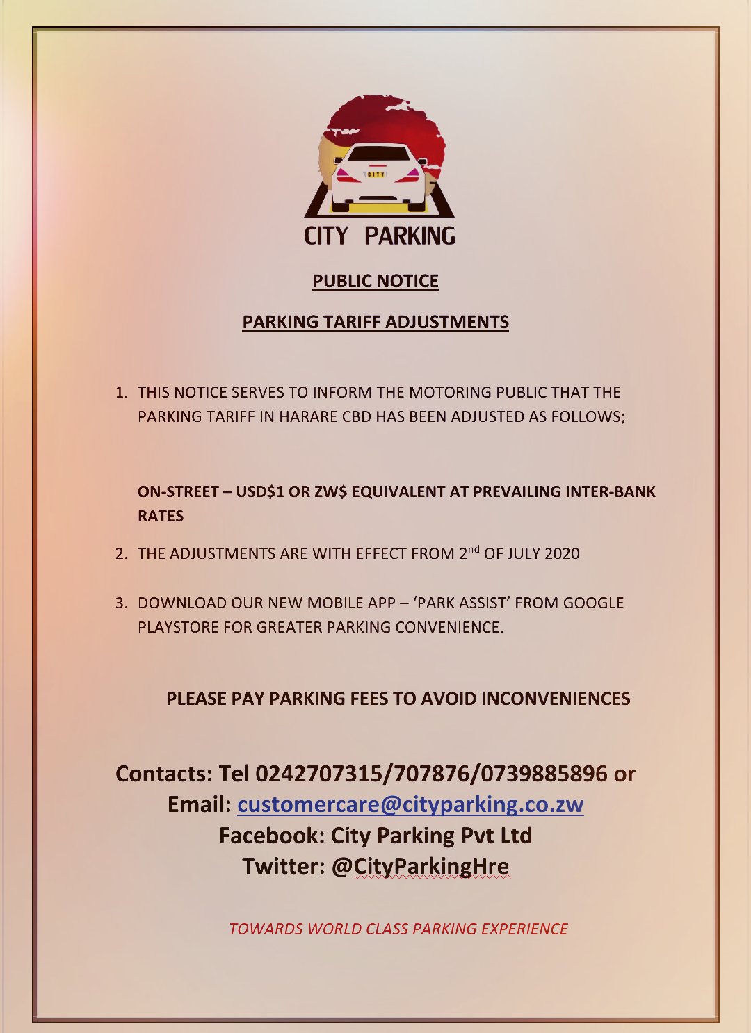 Parking fees in Harare- IHarare
