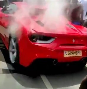 Ginimbi's Ferrari on fire