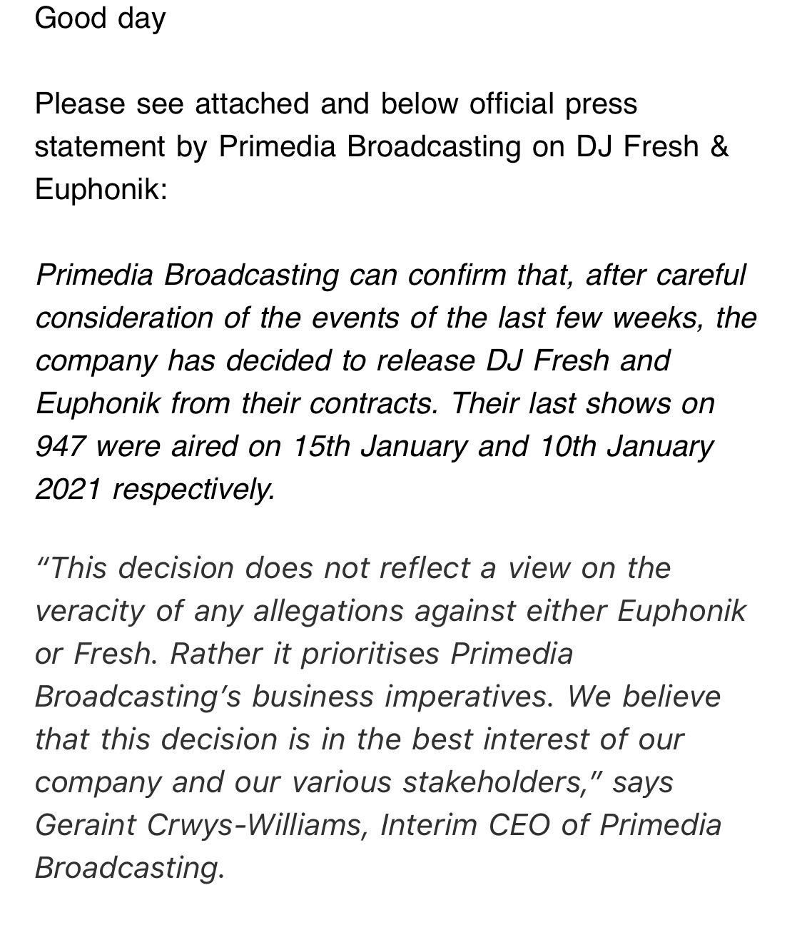 DJ Fresh And Euphonik FIRED From 947 By Primedia