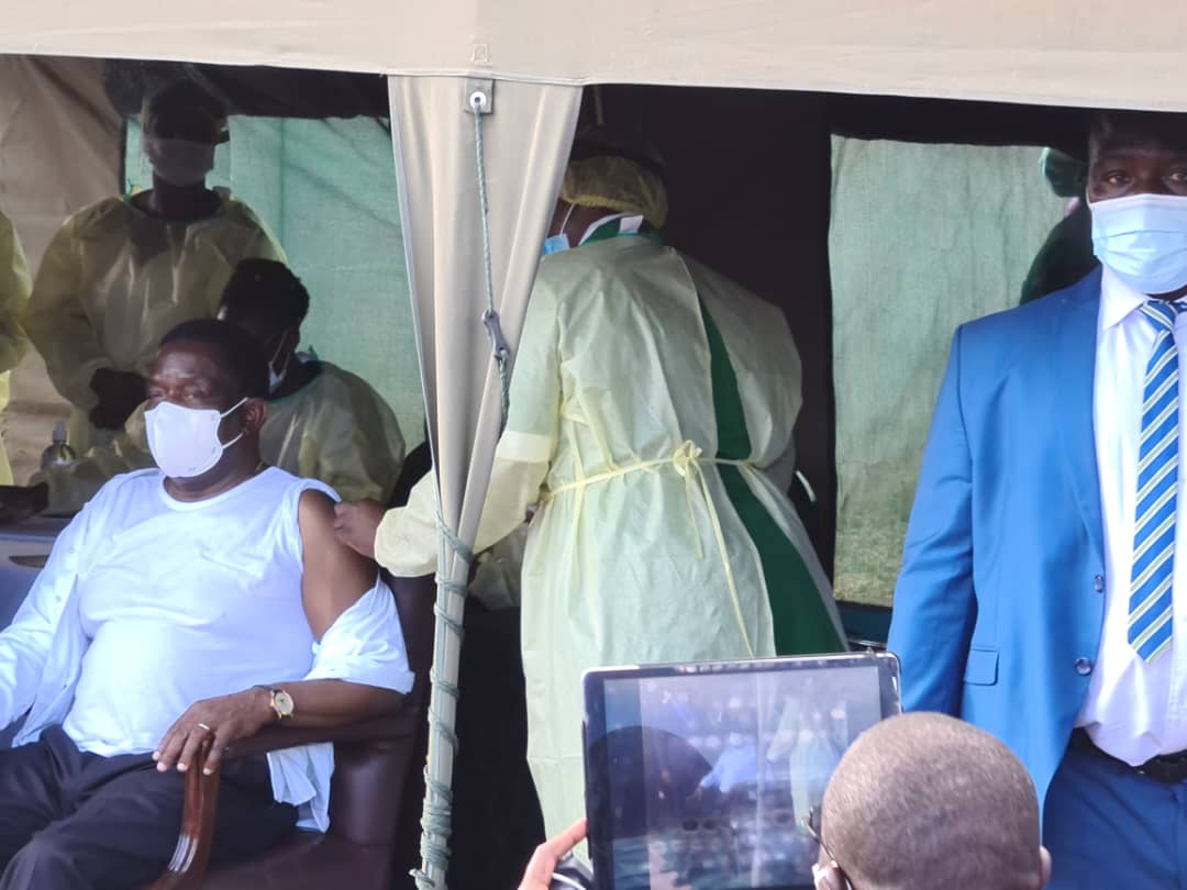 President Mnangagwa Receives First Shot Of Sinovac Covid-19 Vaccine