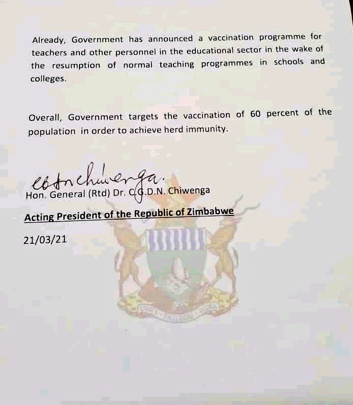 President Mnangagwa To Receive Chinese Covid-19 Vaccine On Wednesday