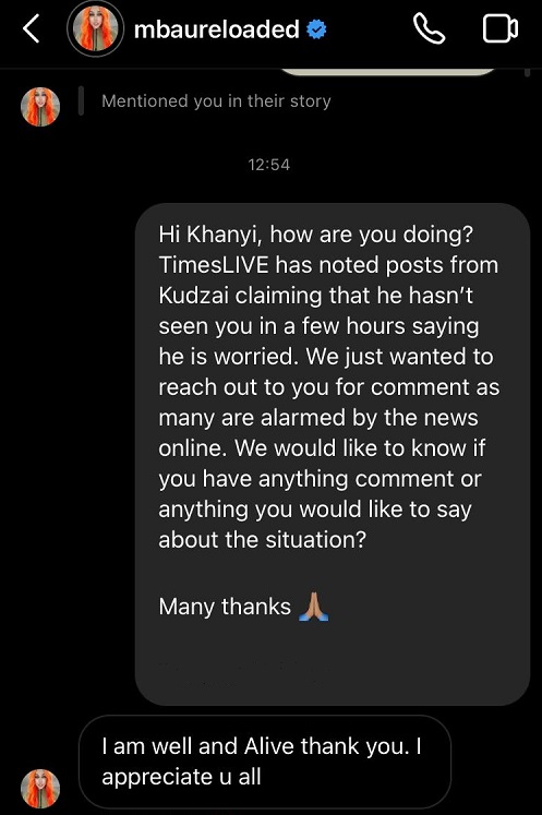 Khanyi Mbau responds