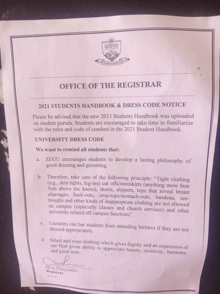 Zimbabwe University Raises Eyebrows With Controversial Dress Code Targeting Women