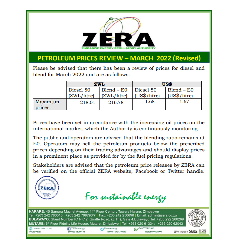 Zera raises fuel prices twice in one week