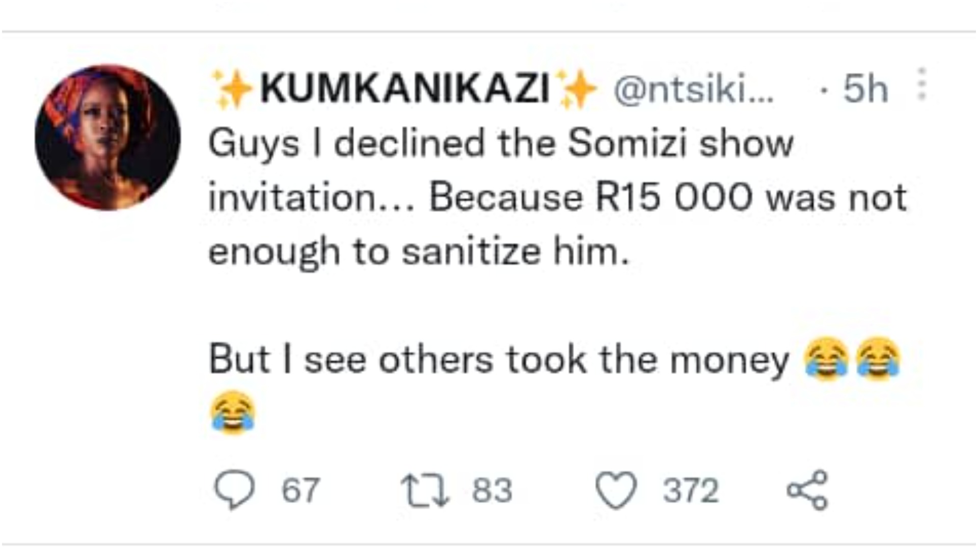 "I Declined R15 000 To Sanitize Somizi" - Ntsiki Mazwai Drops Bombshell
