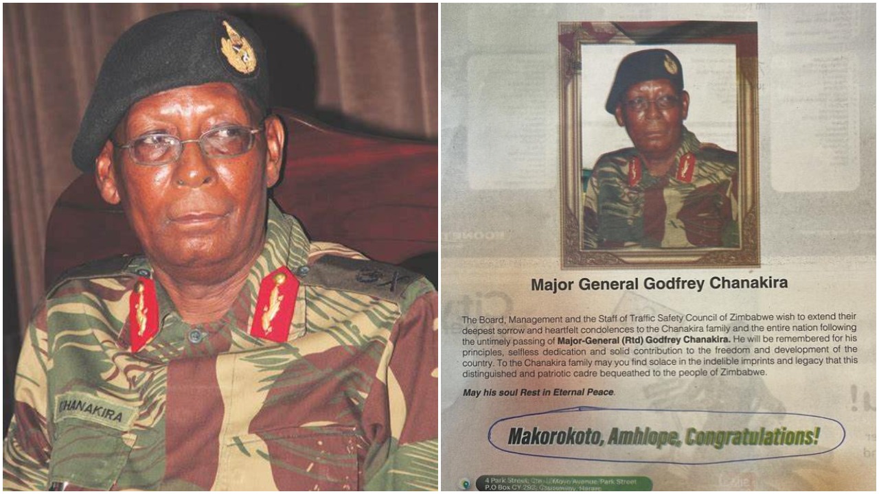 Local Publication Apologises Following Mistake In Condolence Message To General Godfrey Chanakira
