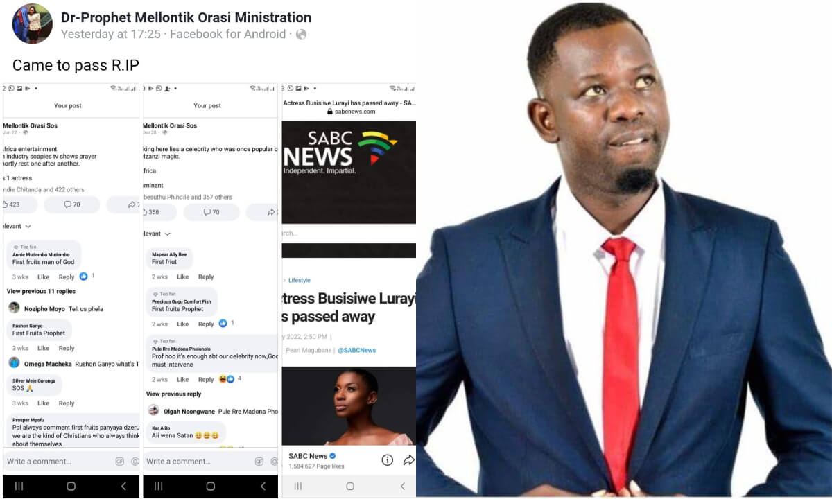 Zimbabwean Prophet Mellontik Orasi Claims To Have 'Accurately Predicted' Busi Lurayi's Death