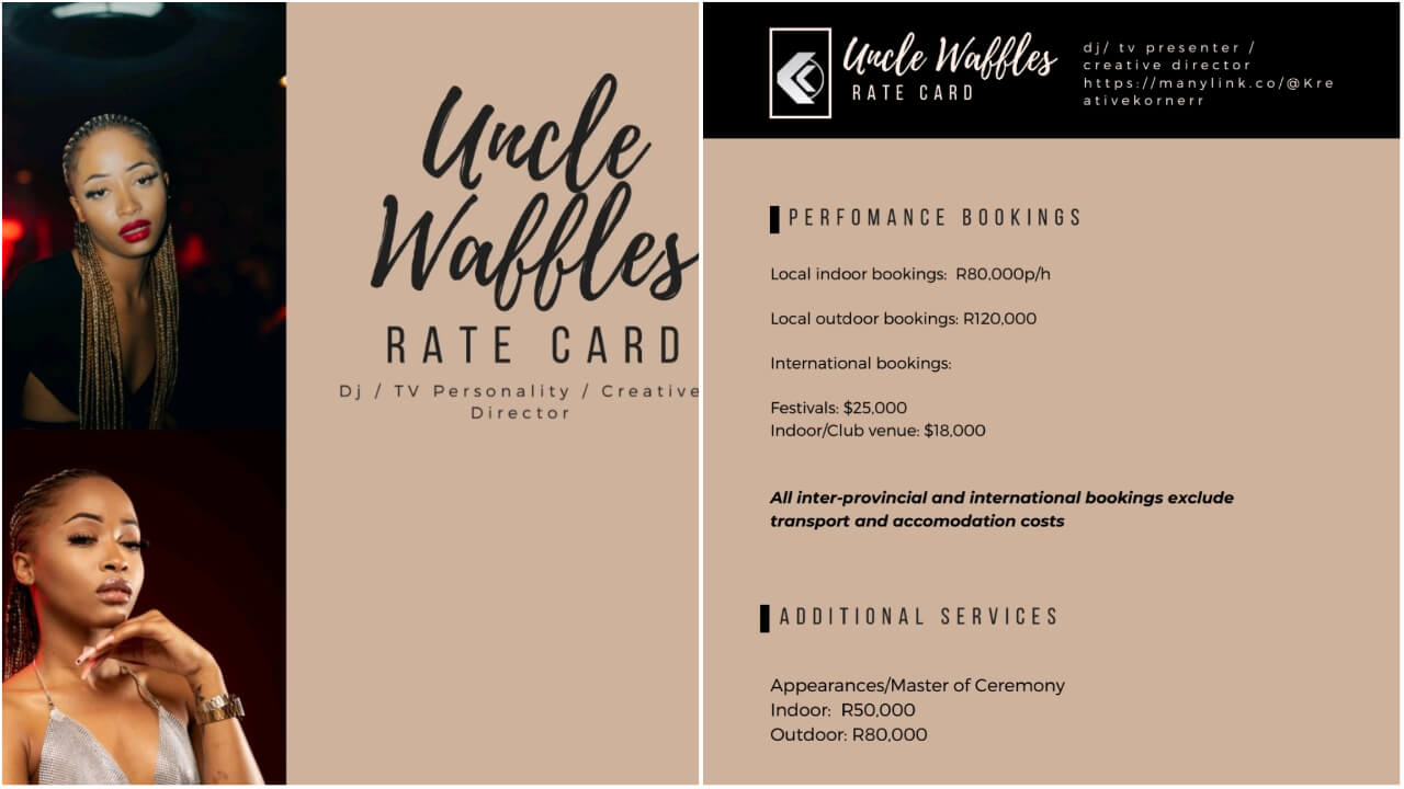 Uncle Waffles’ Staggering Booking Fees & Charges Revealed