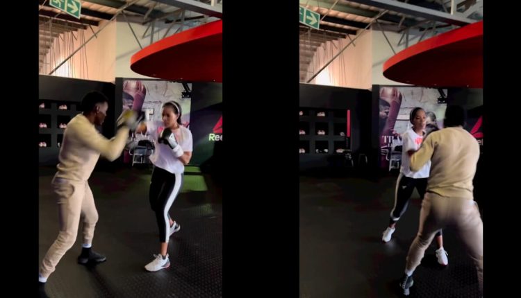 Connie Ferguson shows off her boxing skills