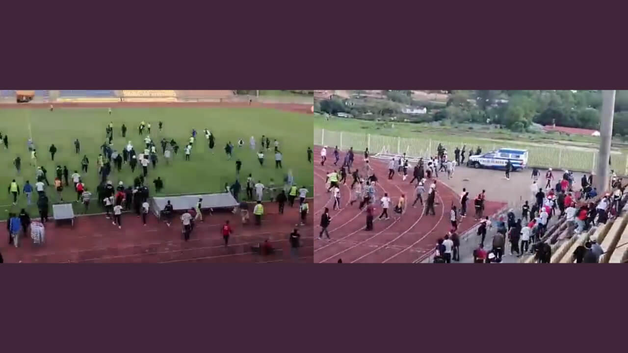 Eswatini Referee Runs For Dear Life As Angry Fans Storm The Football Field & Threaten To Beat Him Up