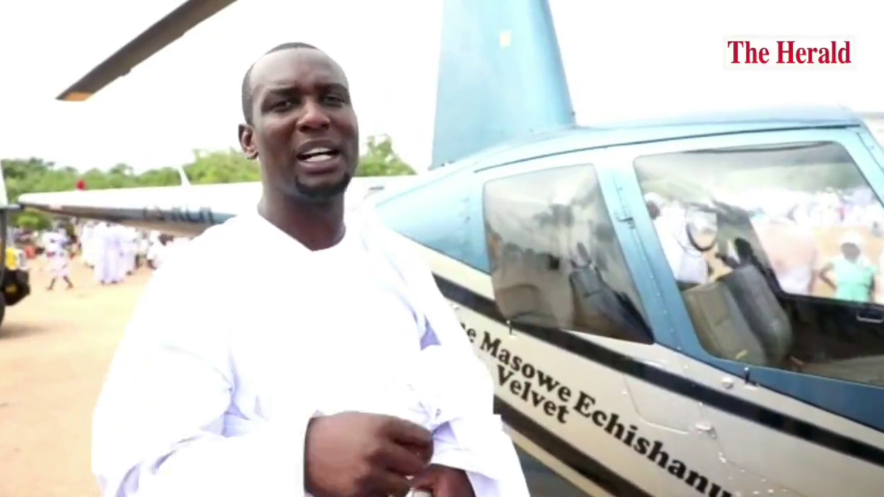 Flashy Madzibaba Owen Shows Up For Masowe In Helicopter
