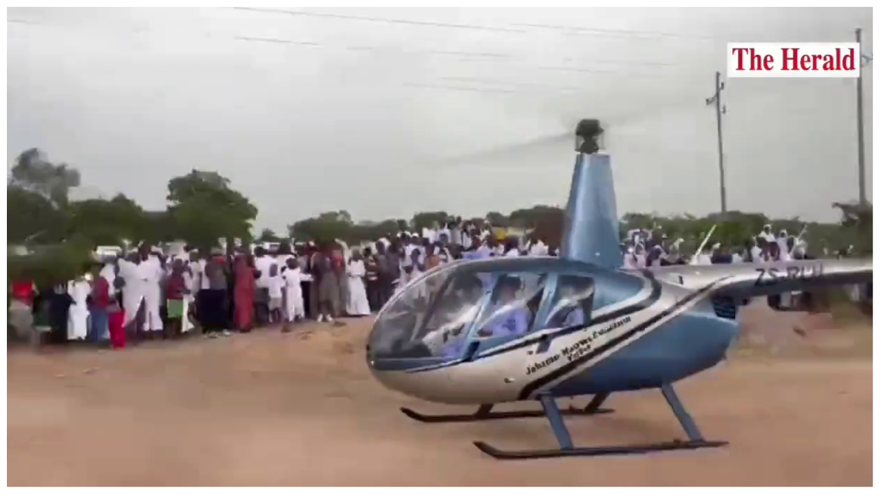 Flashy Madzibaba Owen Shows Up For Masowe In Helicopter