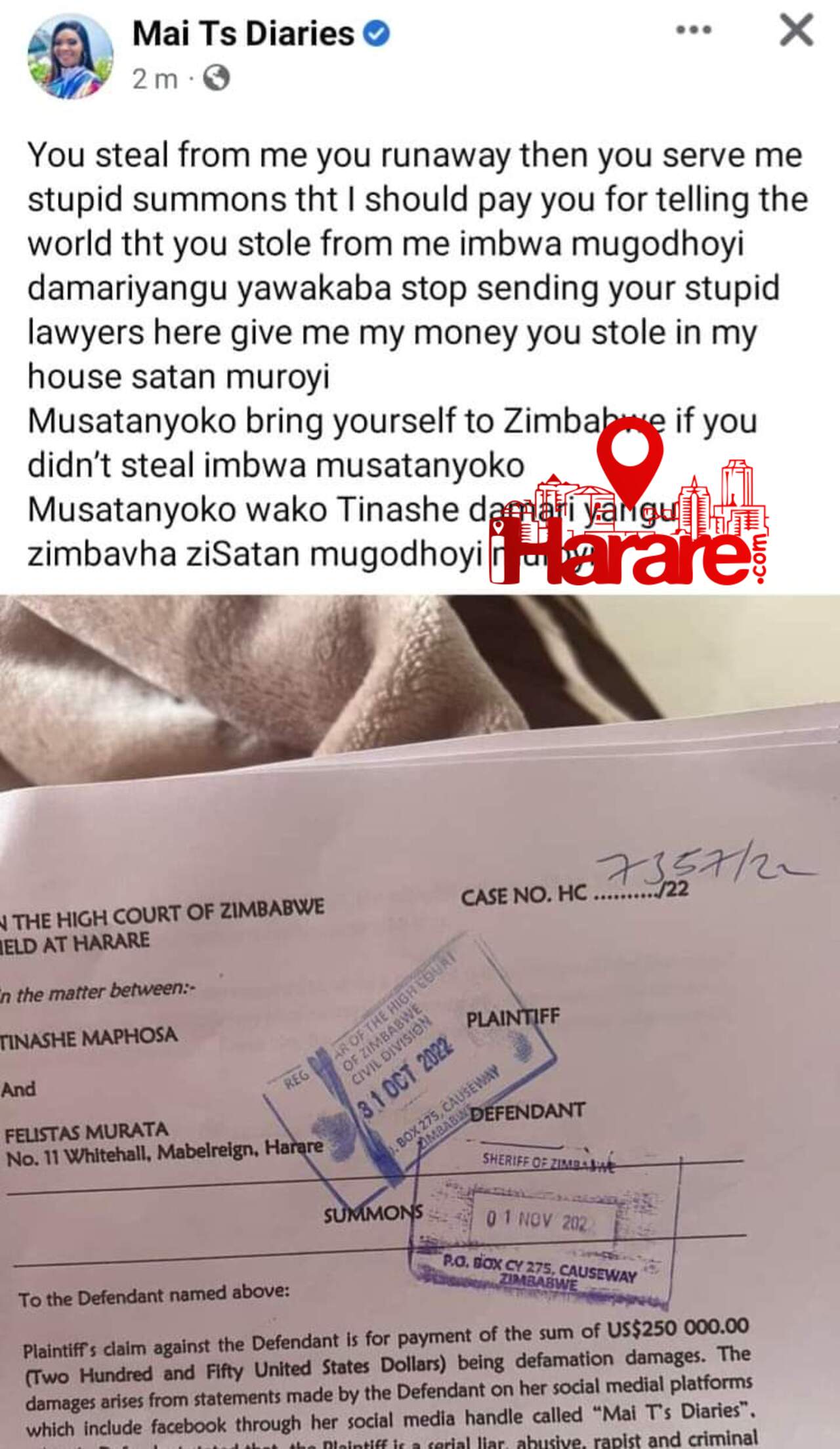 Zim Socialite Mai TT Responds To Husband's R4.5m Lawsuit Months After Hiring Kelly Khumalo For "Fairytale" Wedding